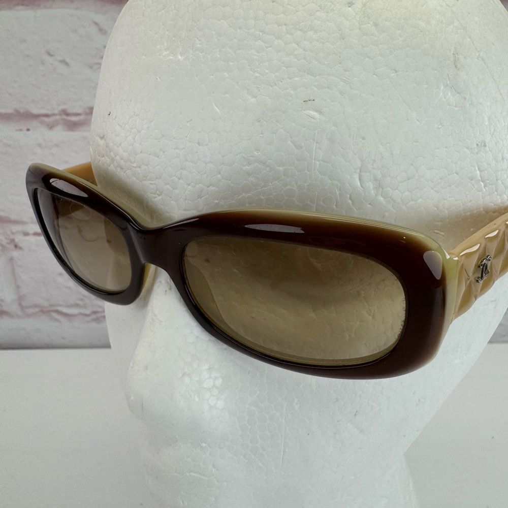 Chanel 5094 C837 Brown Beige 53mm Gradient CC'S Sunglasses ITALIAN QUILTING - Picture 5 of 13